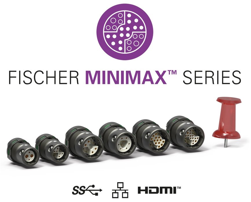 Connectivité miniature pour données à haute vitesse: Ethernet AWG24 et étanchéité IP68 jusqu’à -20m/24 h dans la gamme Fischer MiniMaxTM Series